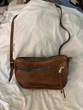 HOBO Brown Leather Crossbody Bag with Gold Hardware